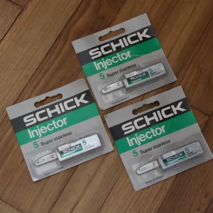 Vintage Dispenser of 5 Schick INJECTOR Super Stainless Blades – NOS